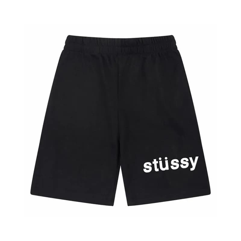 Stüssy Logo Shorts Black with White Logo