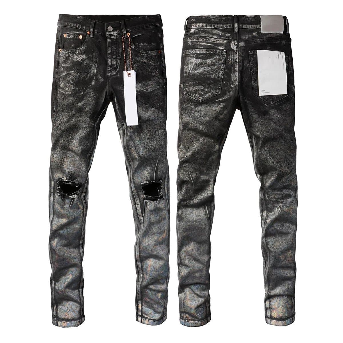 Levi's Distressed Slim Fit Jeans Paint-Splatter Patchwork — 西瓜红 【款式如图】9028