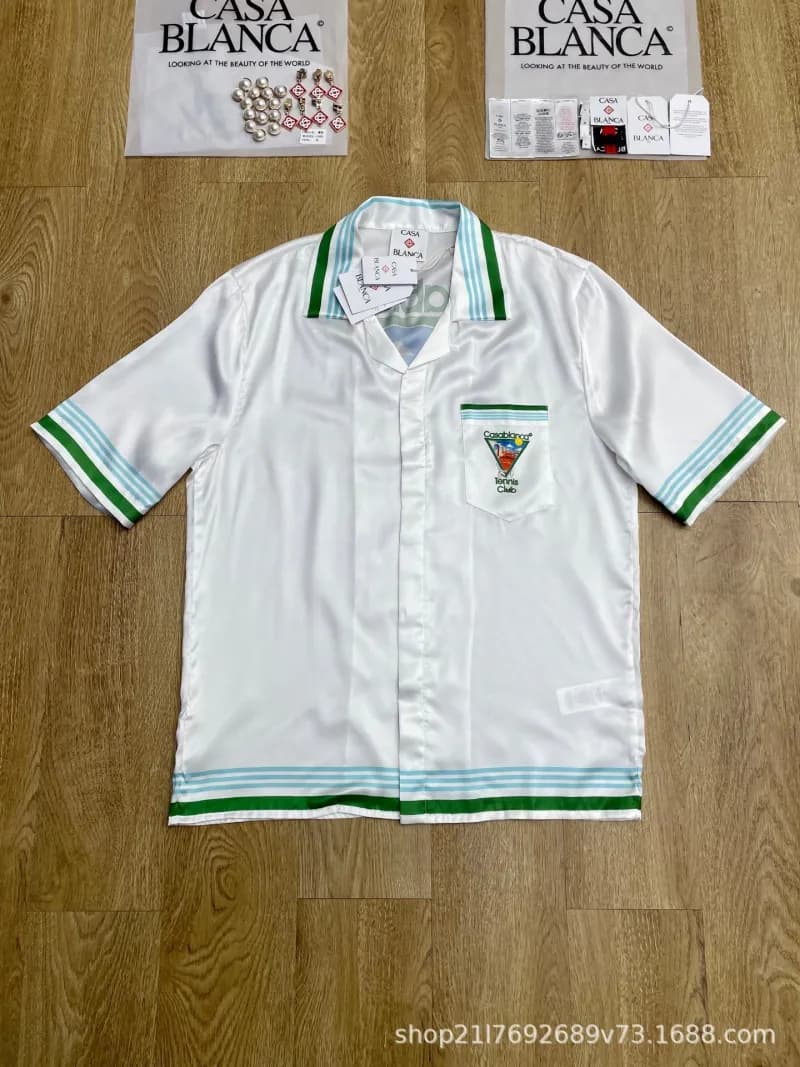 Tennis Club Shirt Green and Light Blue Trim