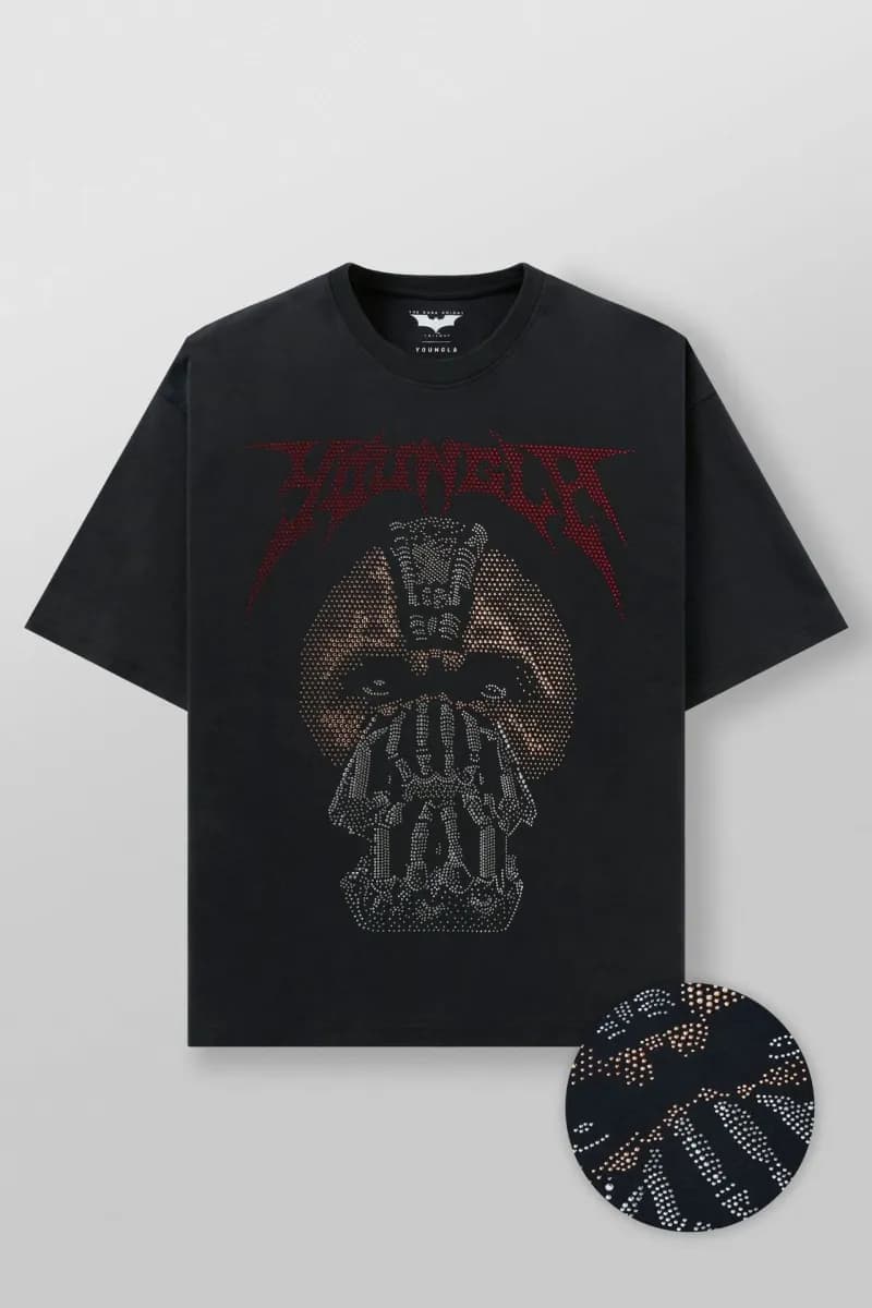 Skull Graphic Tee Crystal Embellished
