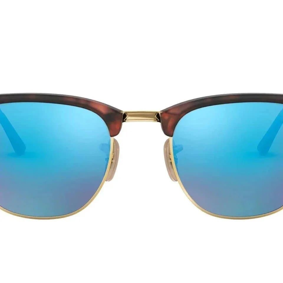 Ray-Ban Clubmaster Tortoise Shell with Blue Mirror Lens