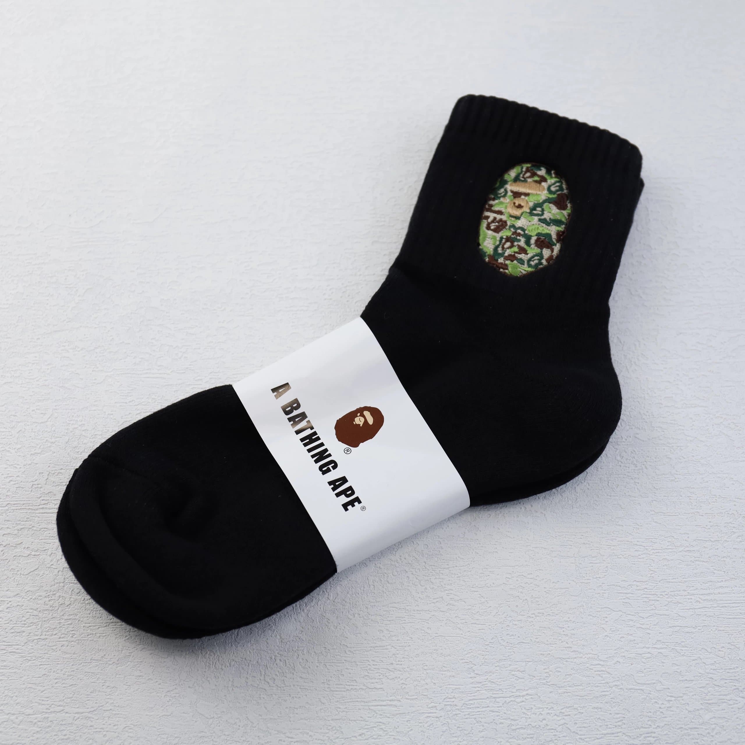BAPE Crew Sock Embroidered Ape Head — 中帮 黑绿