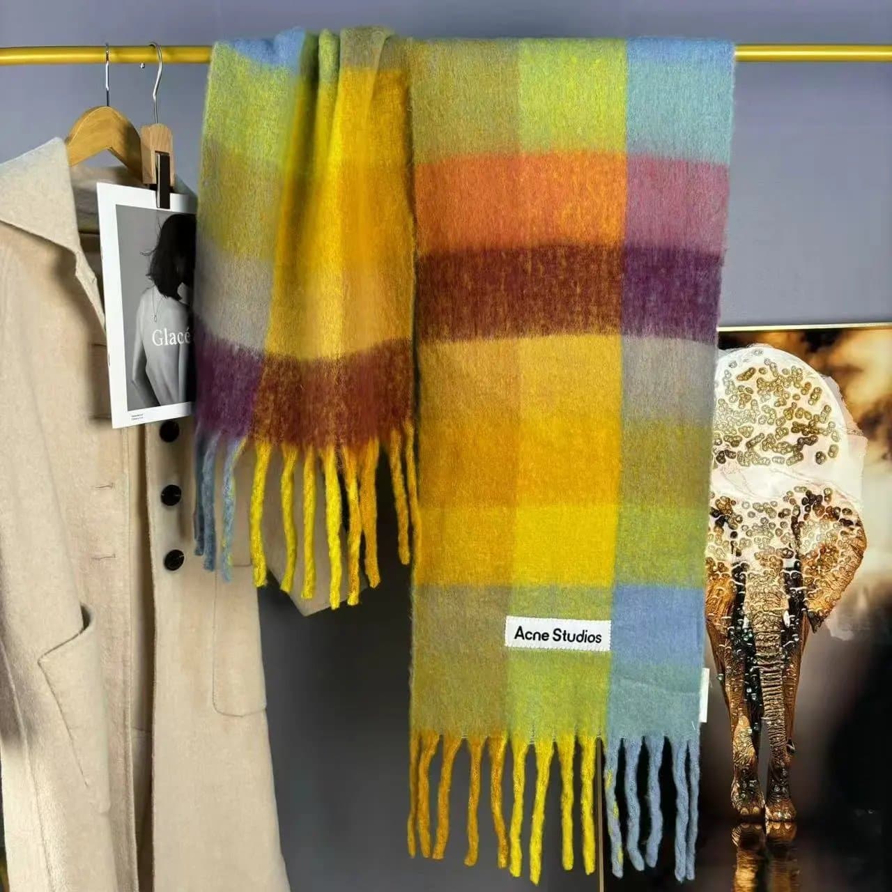 Acne Studios Checkered Scarf Multicolor Gradient