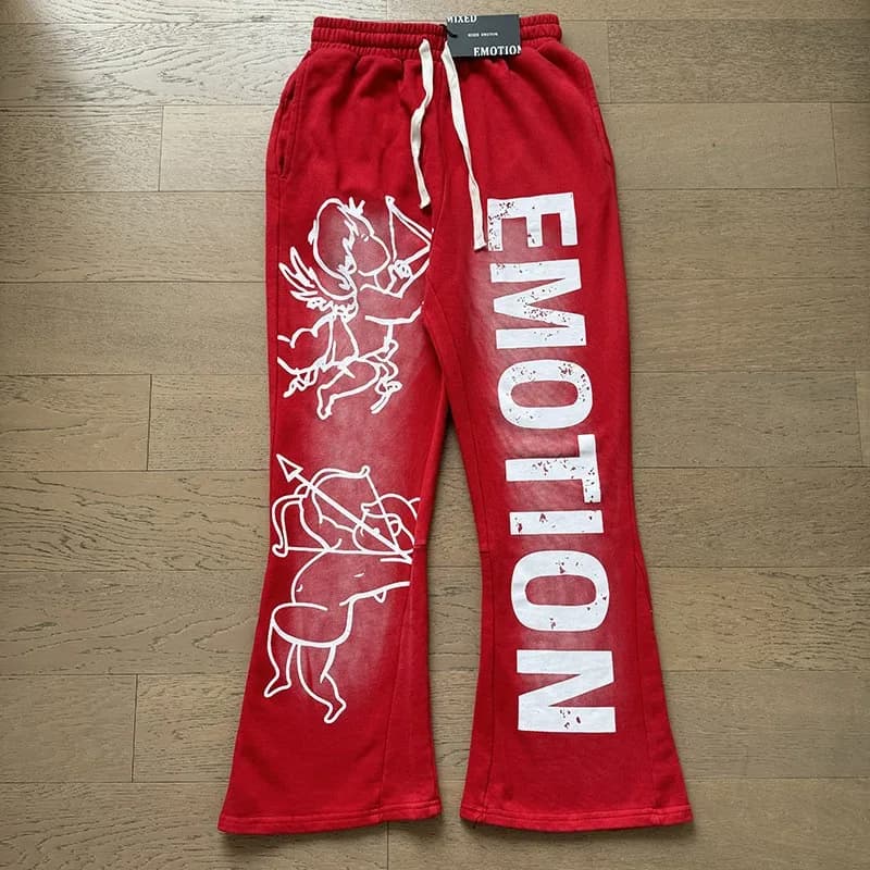 Mixed Emotion Short-Sleeve Button-Up Shirt Emotion Logo — X0021 red