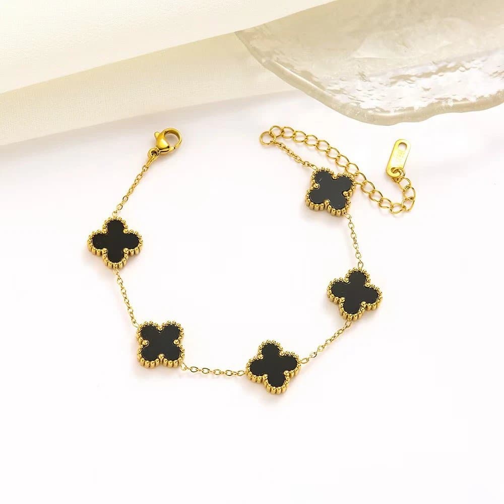 Van Cleef & Arpels Alhambra Bracelet Five Motifs — 13mm-黑色四叶草