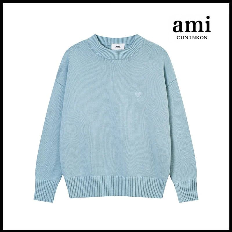 AMI Paris Crewneck Sweater Light Blue