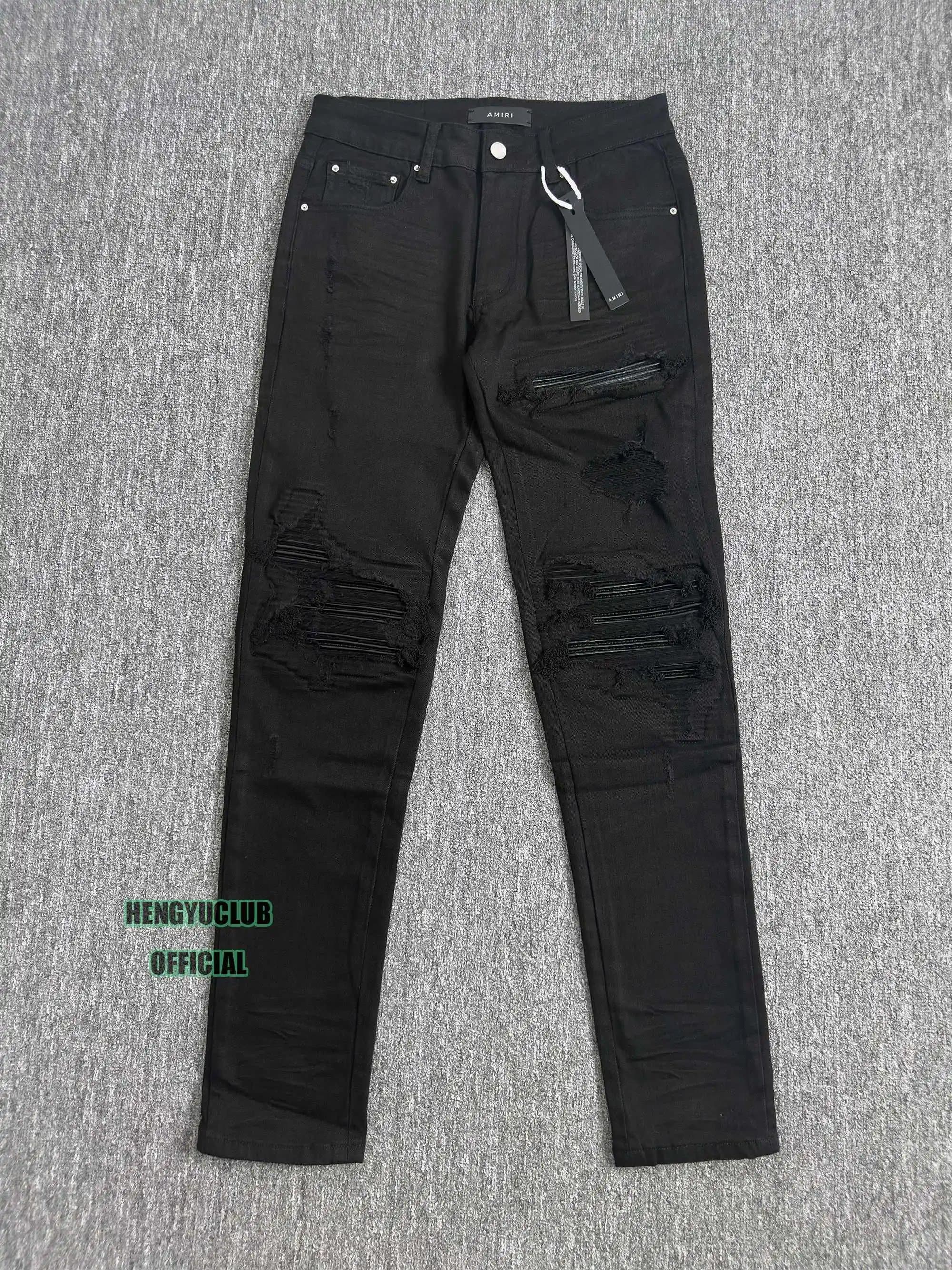 Amiri Distressed Slim Fit Jeans Black Destroyed