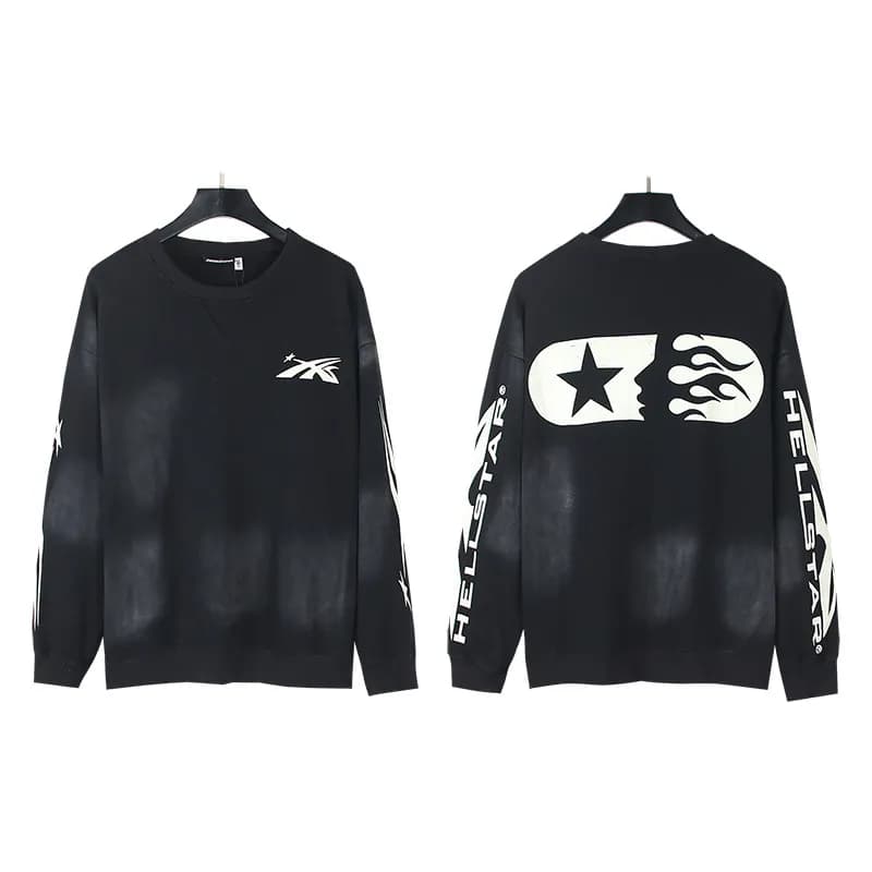 Hellstar Long Sleeve Tee Powered By The Star — 2019 wash water black