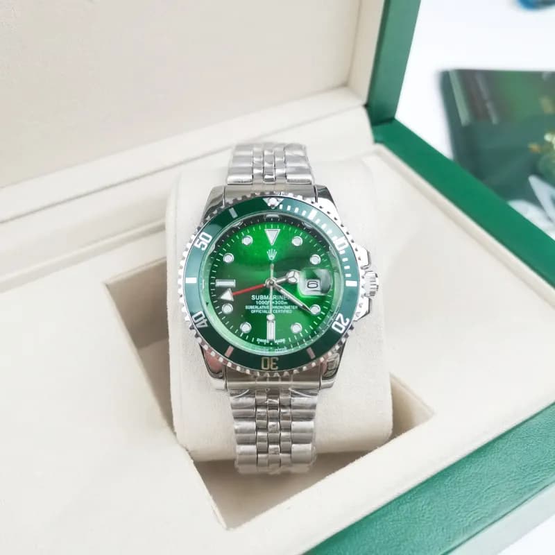 Rolex Submariner Two-Tone Blue Dial — 四针水鬼 五珠银色表带 绿水鬼