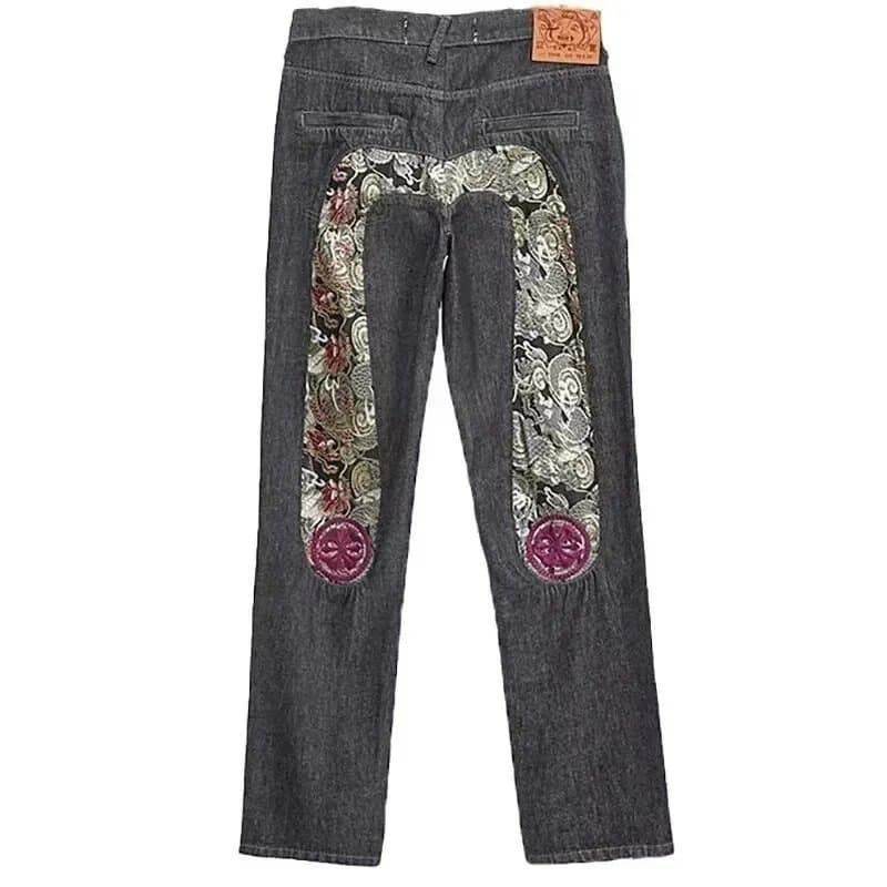 Neighborhood Dragon Embroidered Jeans Rear Patchwork