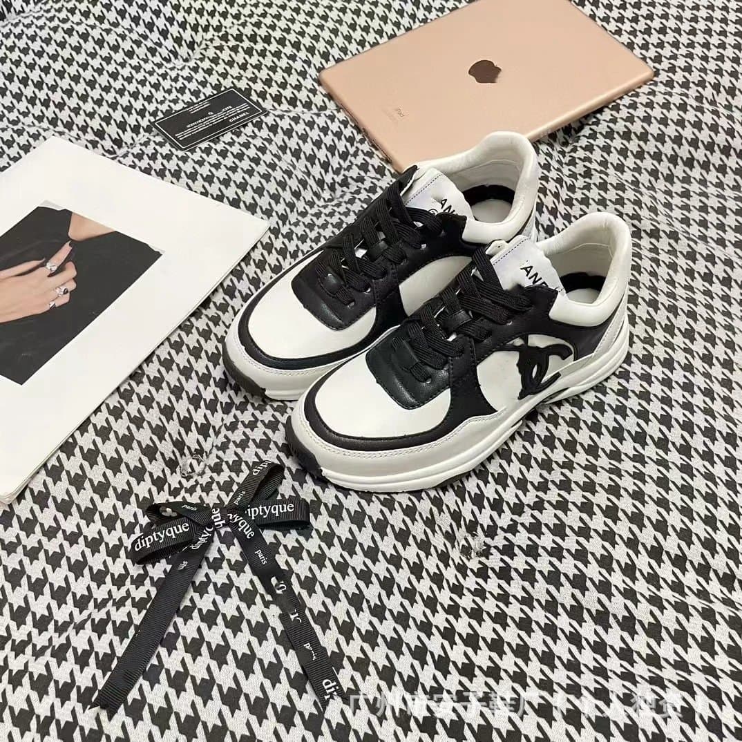 Chanel Sneaker Black Mesh Suede — 38