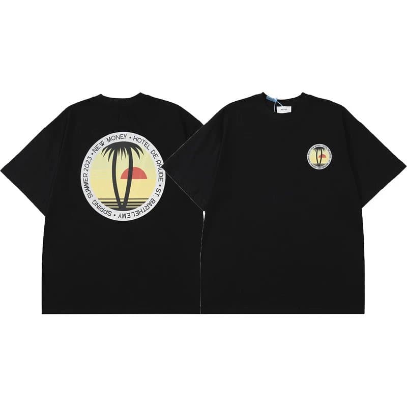 Rhude Graphic Tee Parrot Logo — 8024黑色【椰子树印花】
