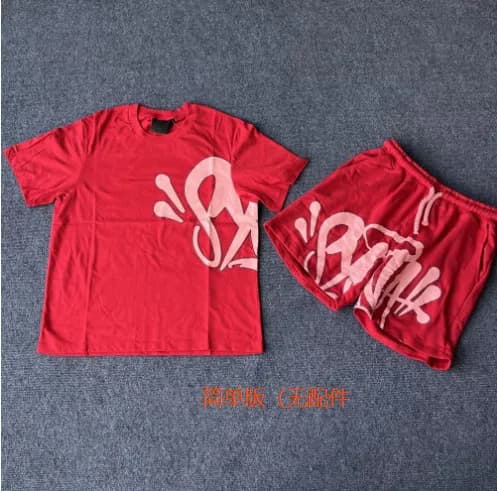 Sp5der Shorts Set Graffiti Logo — 红粉（简单版.无配件