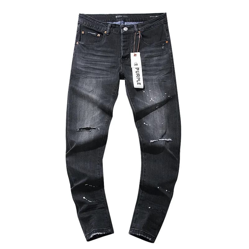 Slim Fit Jeans Distressed Patchwork — PU100