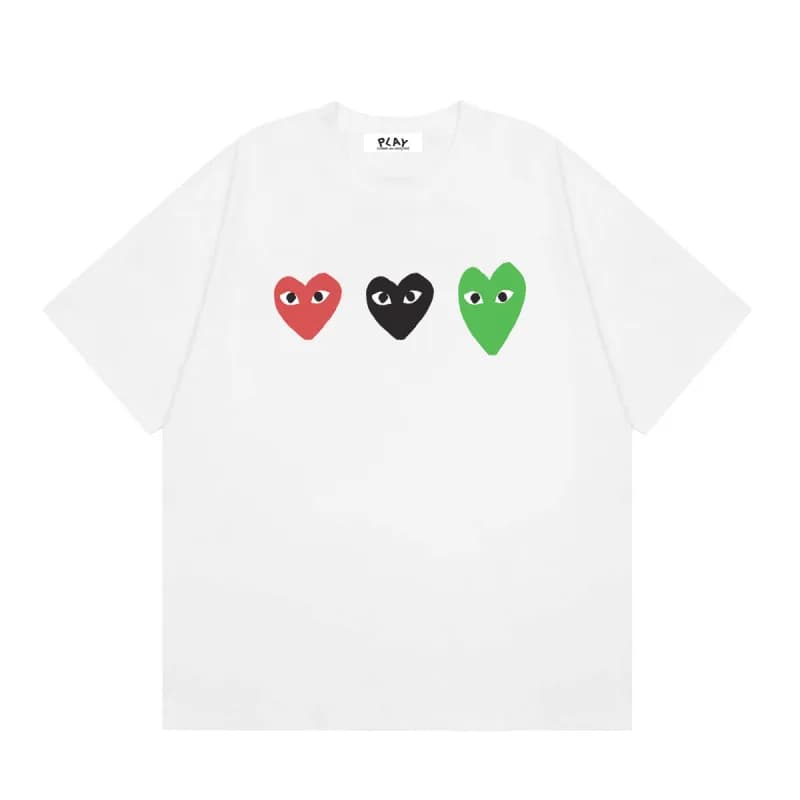 Comme des Garçons Heart Logo T-Shirt Light Blue with Red Heart — 20 white
