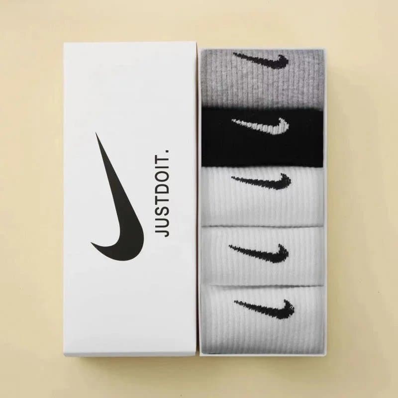 Nike Socks Swoosh Logo Pack — 5双装【白+白+白+黑+灰】