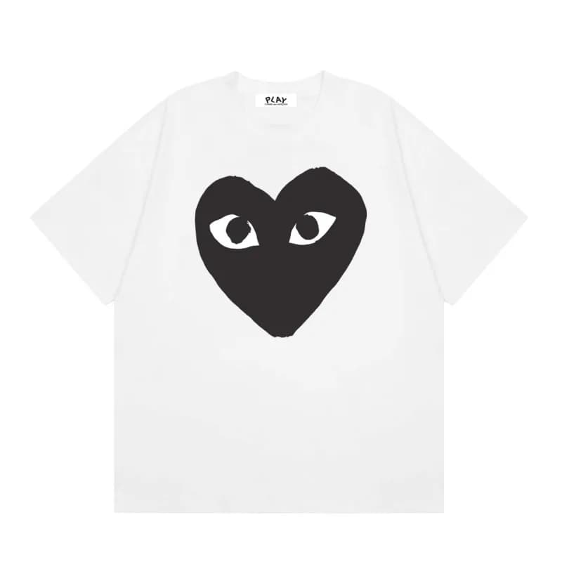 Comme des Garçons Heart Logo T-Shirt Light Blue with Red Heart — 09 white