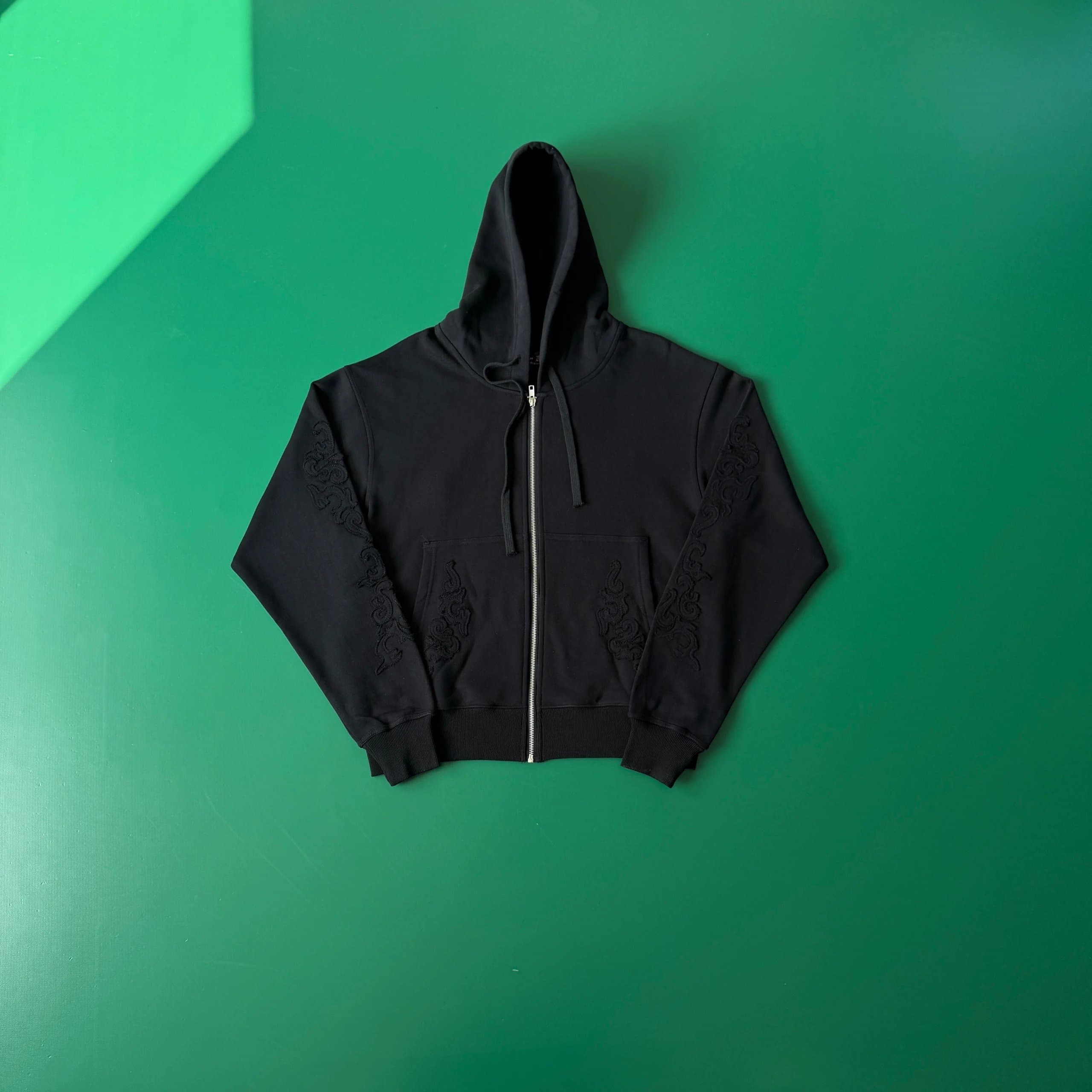 Chrome Hearts Zip-Up Hoodie Embroidered Sleeves