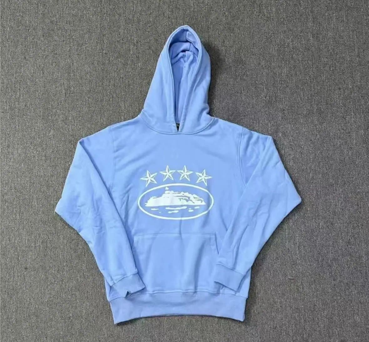 Corteiz Hoodie CRTZ Script Logo — 917蓝色卫衣