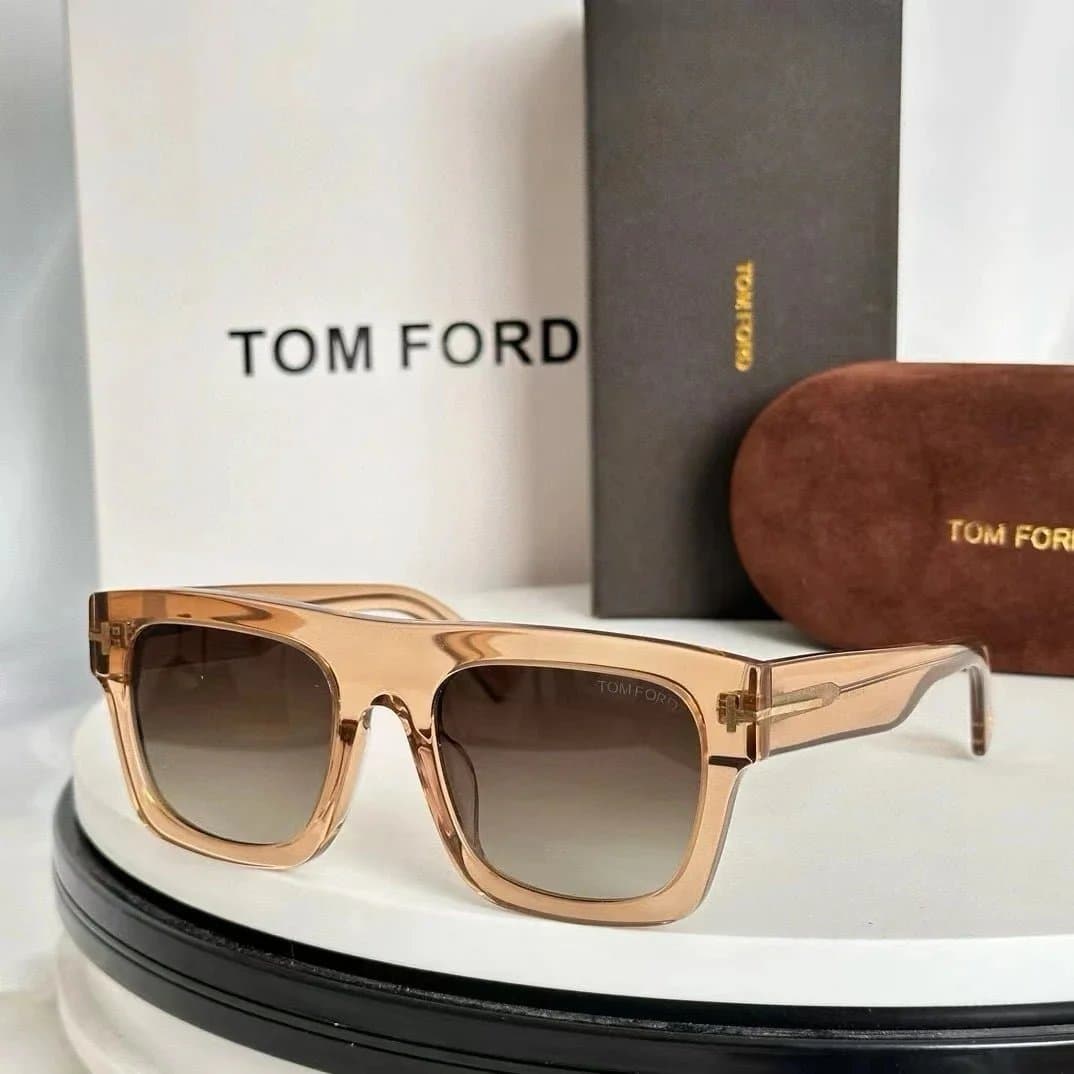 Tom Ford Square Sunglasses Transparent Amber Frame