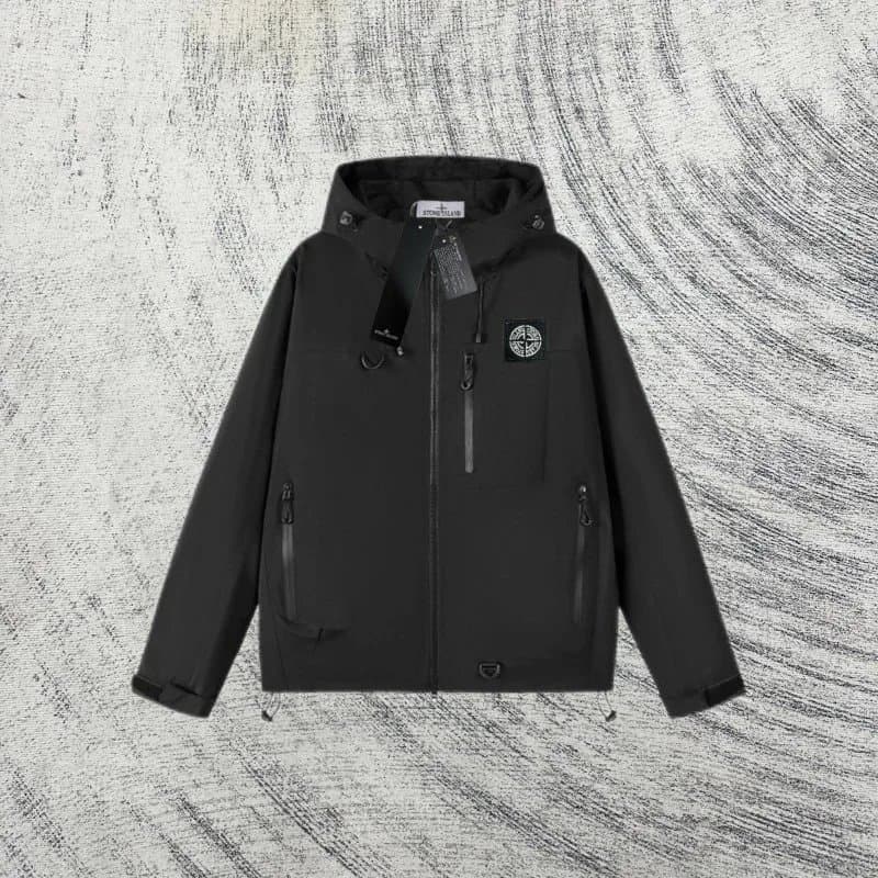 Stone Island Hooded Soft Shell Jacket Black