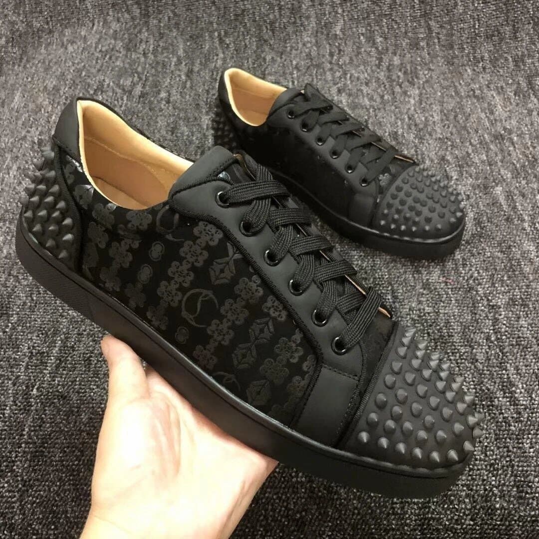 Christian Louboutin Louis Junior Spikes Monogram Black