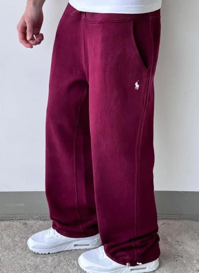 Fear of God Essentials Sweatpants Logo Embroidery — B8367脚口穿绳酒红色