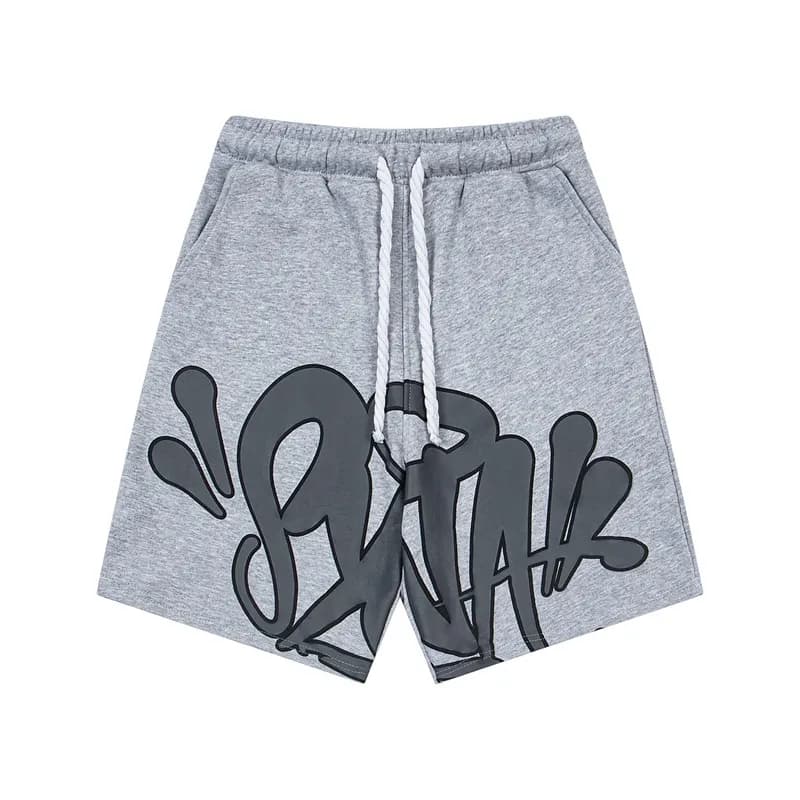 Corteiz T-Shirt & Shorts Set Spray Paint Logo — D09灰色短裤