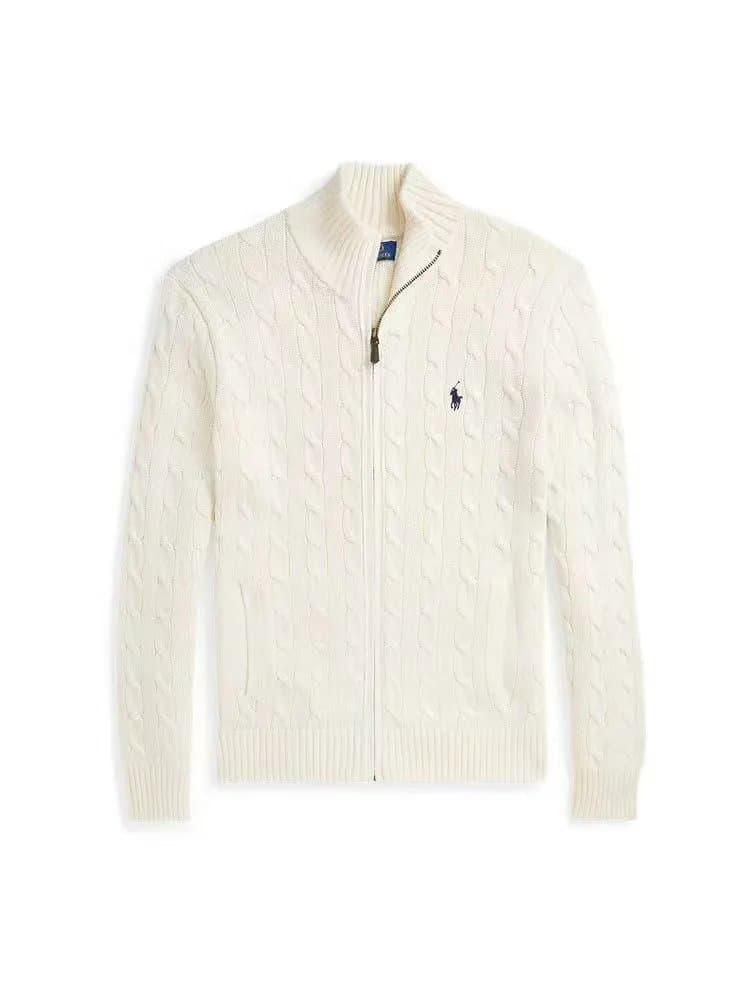 Polo Ralph Lauren Cable Knit Quarter-Zip Sweater Classic Cable — 2266米白