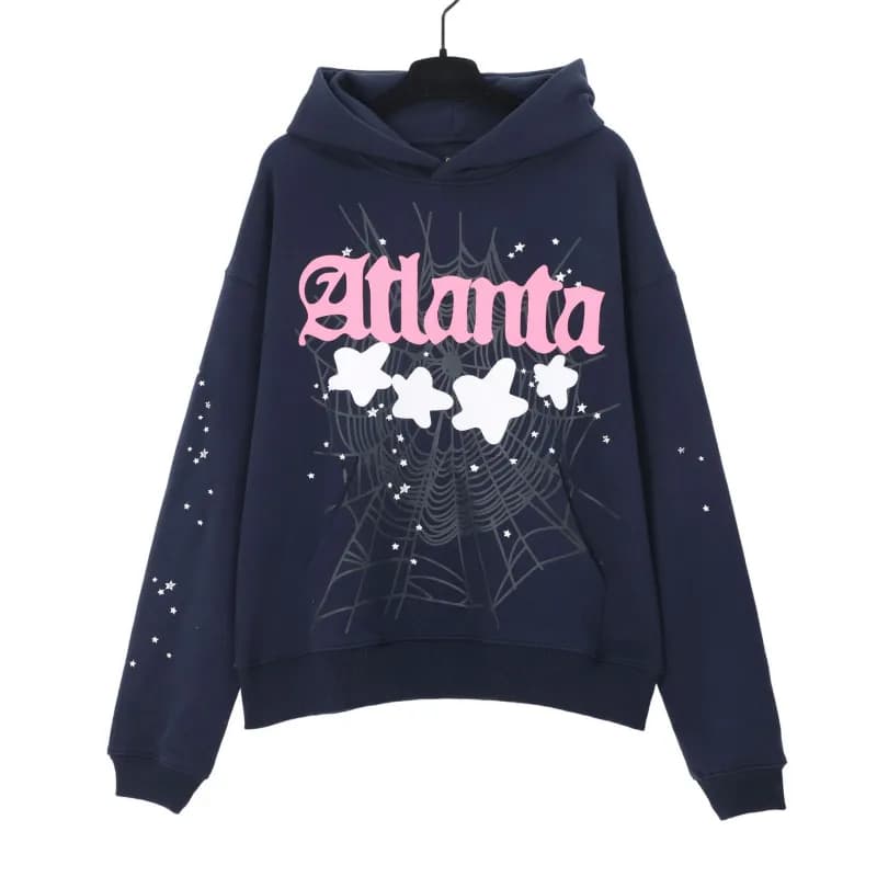 Sp5der Hooded Sweatshirt Star Print Logo — 163# 蓝色