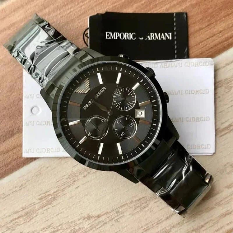 Emporio Armani Chronograph Watch Black Dial with Subdials