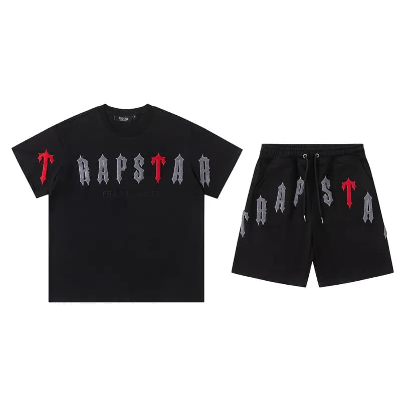 Trapstar Logo Tee & Shorts Set Arch Logo — PF010黑色套装