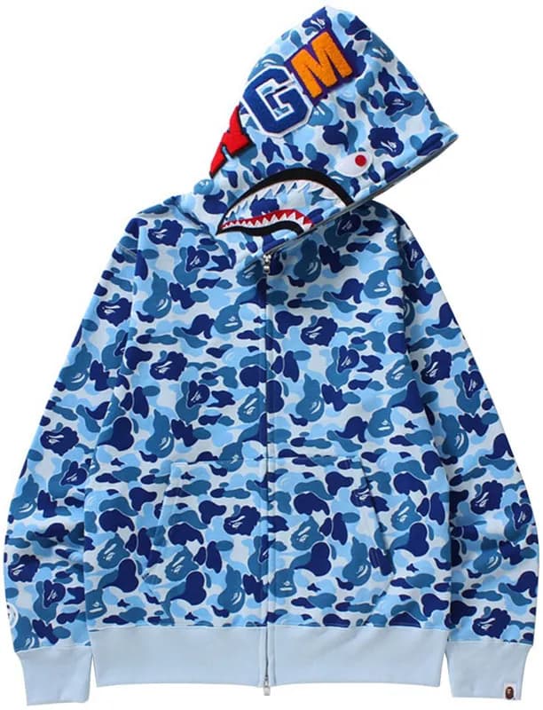 BAPE Shark Hooded Zip-Up Camo Shark — 8361蓝色