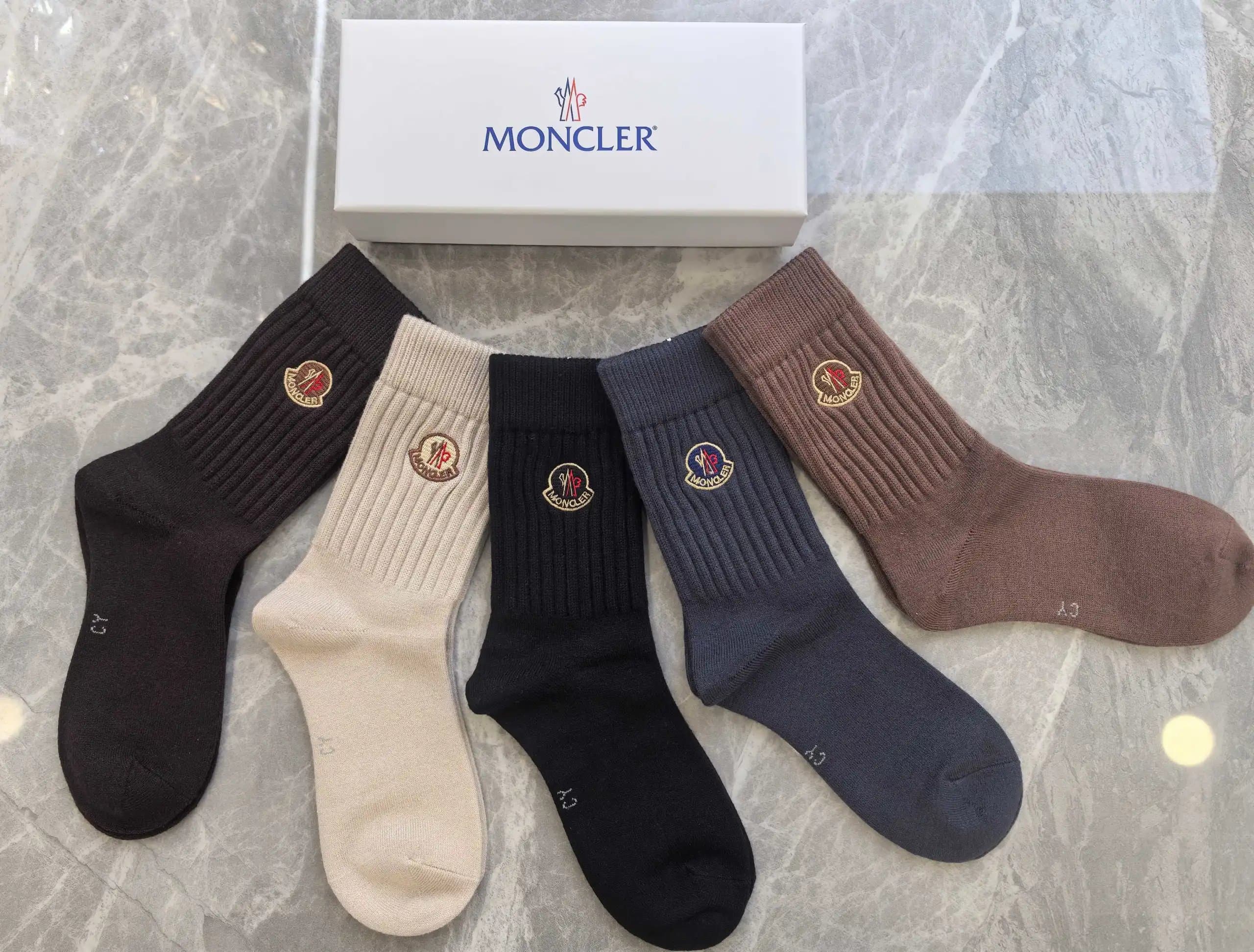 Moncler Logo Socks Ribbed Crew with Embroidered Logo