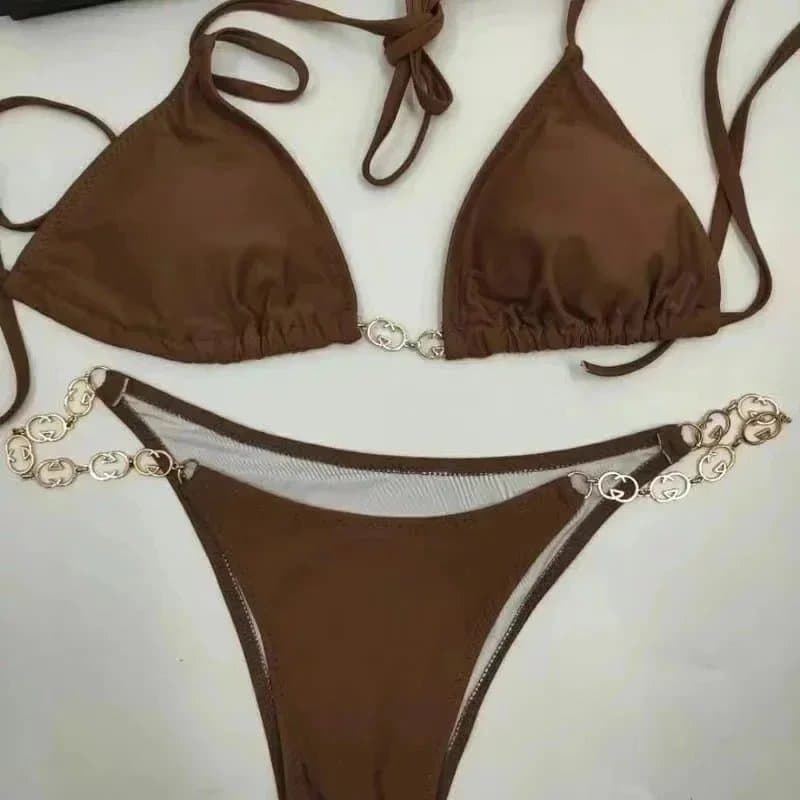 Gucci Triangle Bikini Set GG Chain Detail