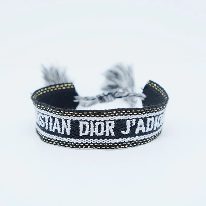 Dior J'Adior Woven Bracelet Pink with Black Logo — 48#