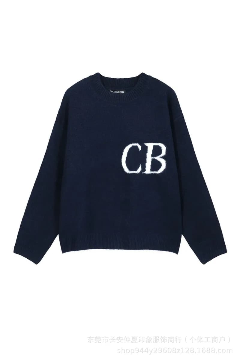 Corteiz CB Logo Sweater White CB Logo — M985 royal blue round neck sweater