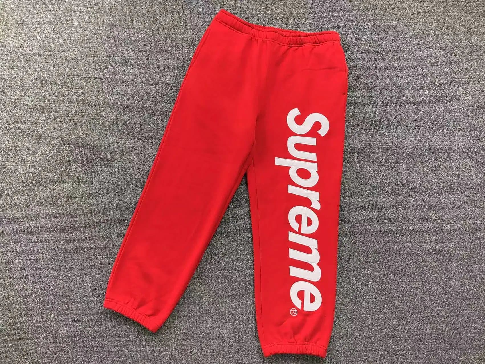 Supreme Logo Sweatpants White Box Logo — A309#红色