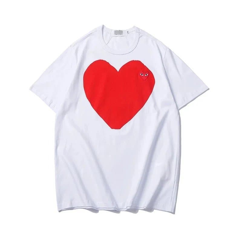 Comme des Garçons Heart Tee Red Heart Splatter — 【CJ 大红内心】白色