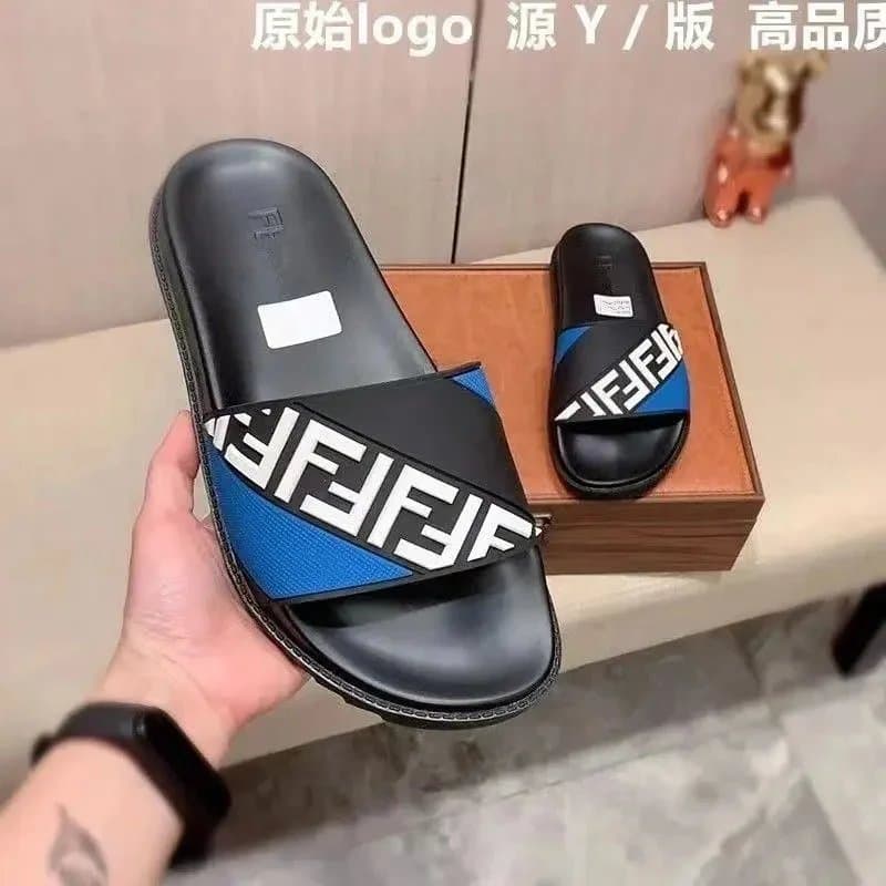 Fendi FF Logo Slide Black Blue White