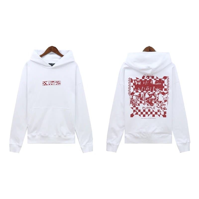 Off-White Hooded Sweatshirt Checkerboard Print