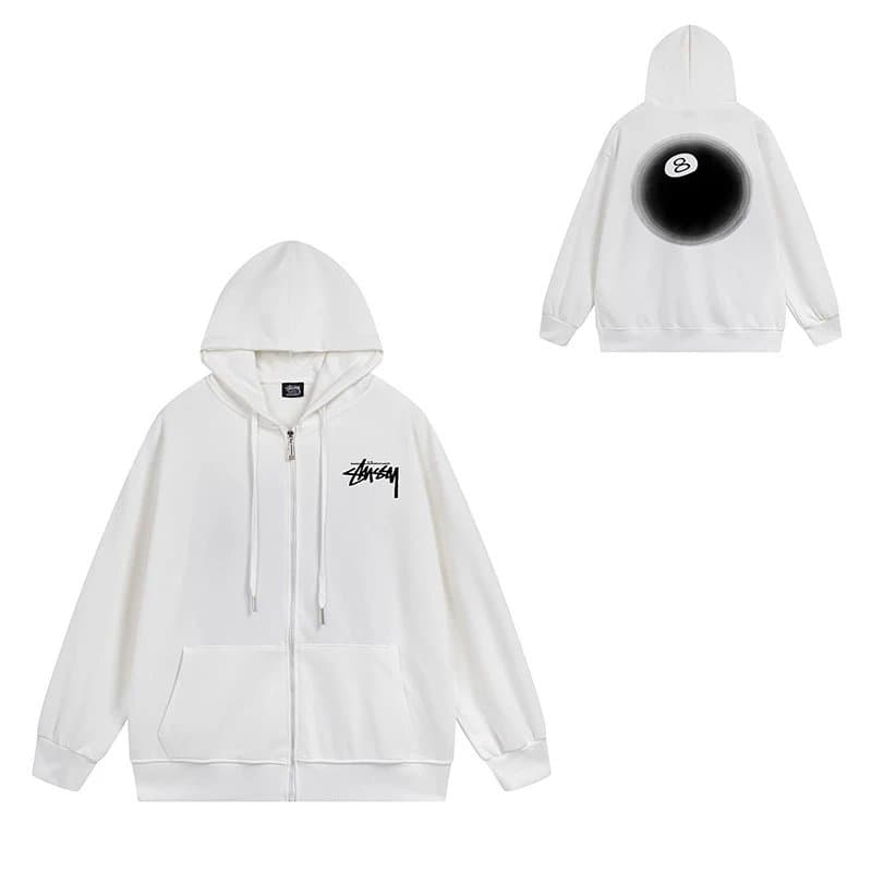 Stüssy Zip-Up Hoodie Bearbrick Graphic — 701白色