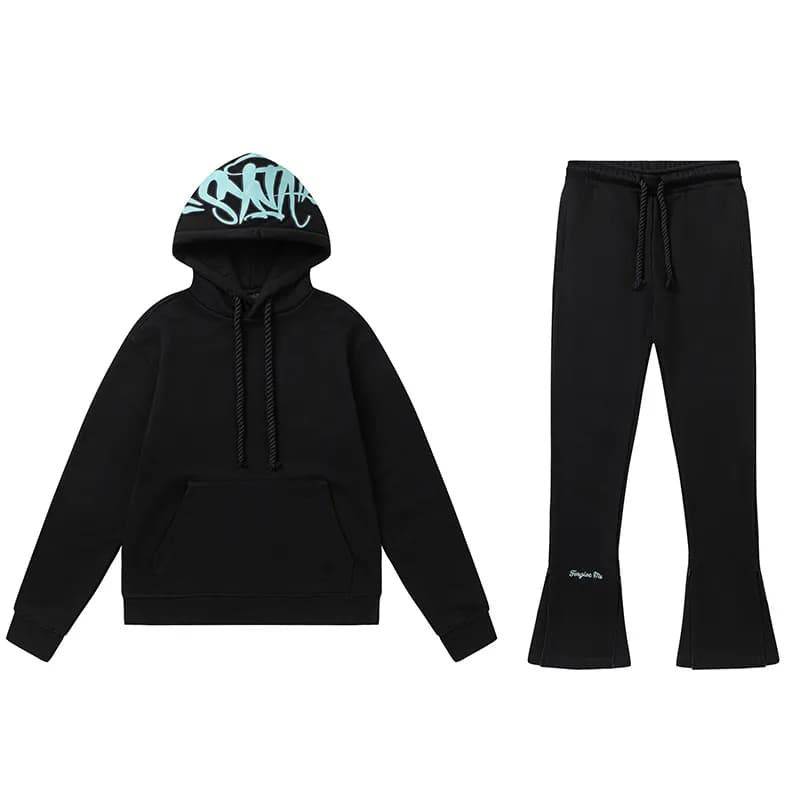 Fear of God Essentials Hoodie and Joggers Set Black with Embroidered Logo — 01黑蓝套装带配件