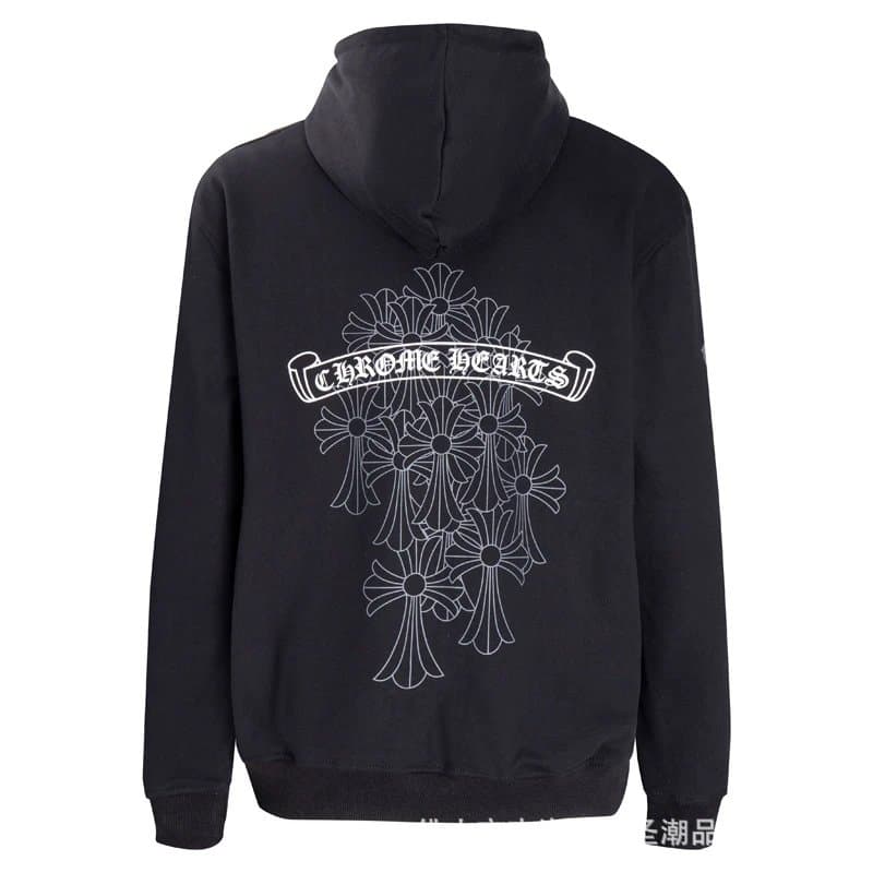 Chrome Hearts Hooded Sweatshirt Cross Logo Back — Black 5006