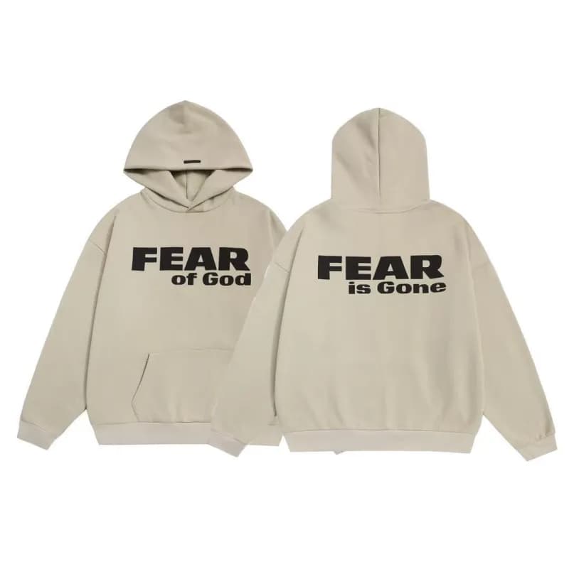 Fear of God Essentials Hooded Sweatshirt Embroidered Logo — LM616杏色