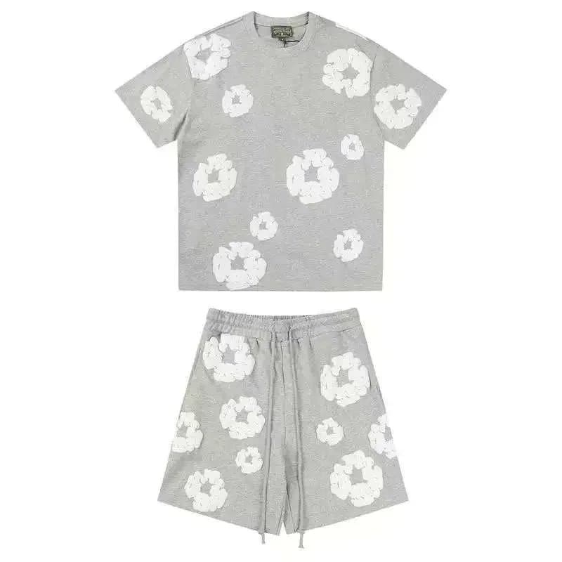 Balenciaga Scrunched Flower Set Grey Heather with White Floral Print