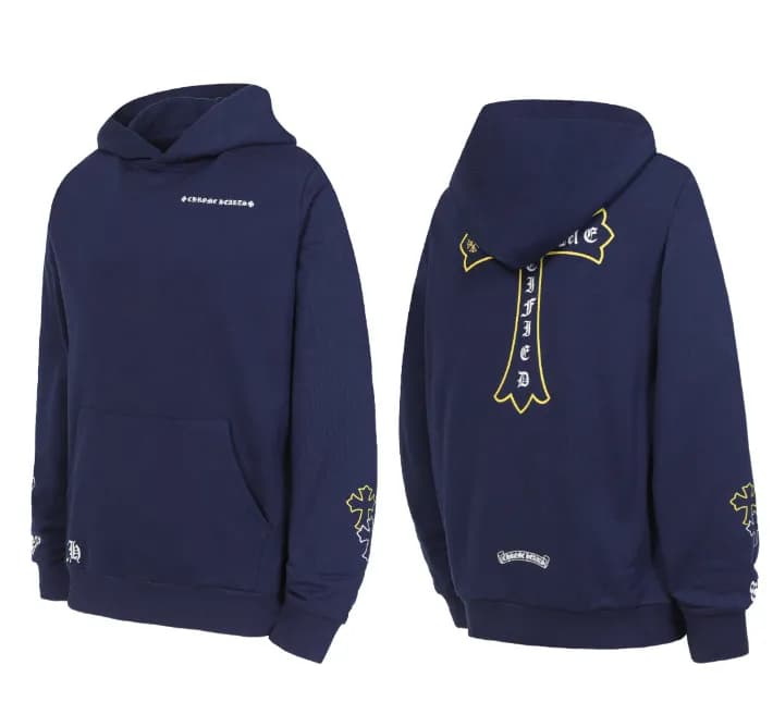 Chrome Hearts Hooded Sweatshirt Cross Logo Embroidery — L3191深蓝