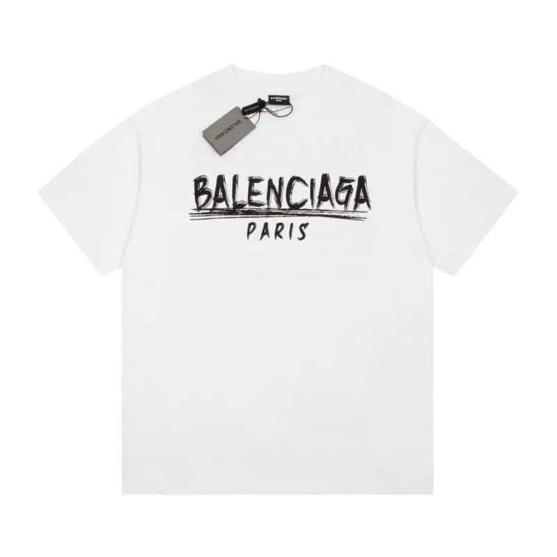 Balenciaga Logo Print T-Shirt Distressed White Logo — 白色F128