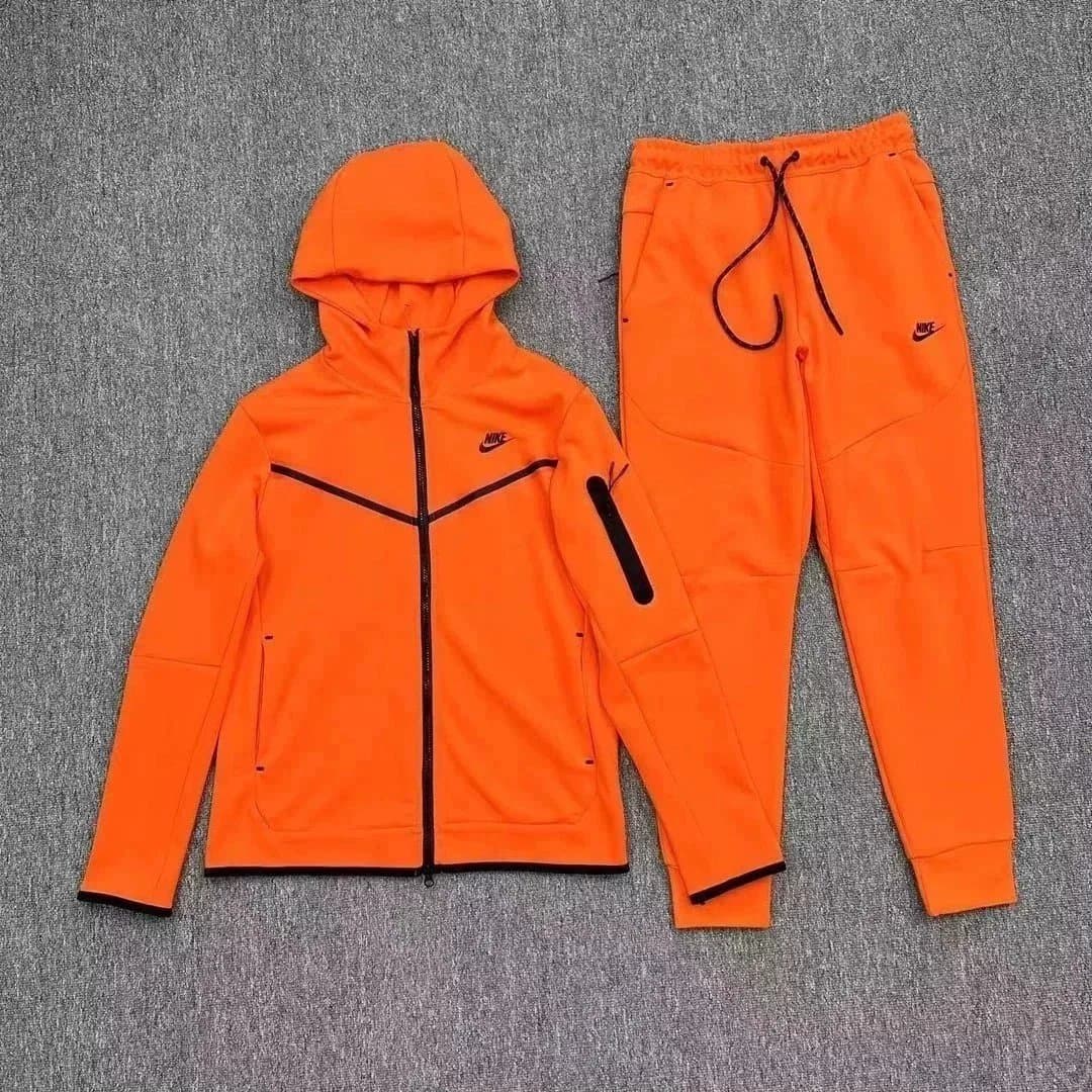 Nike Tech Fleece Joggers Red with Black Panel — 橙色套装