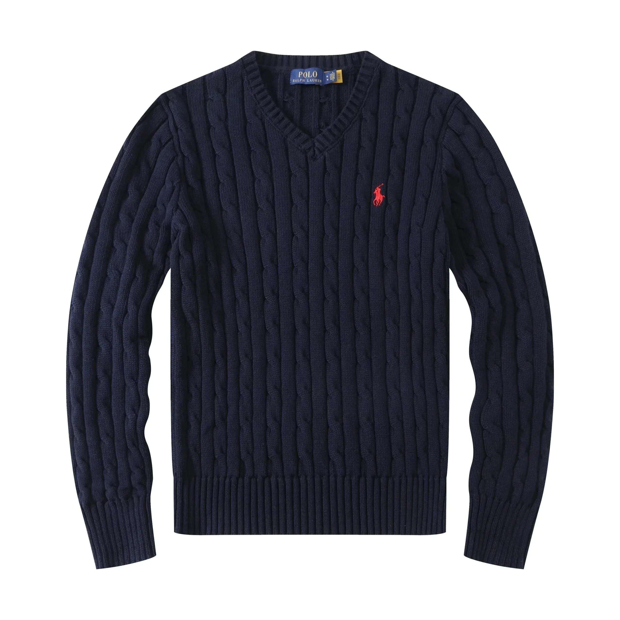 Polo Ralph Lauren Cable Knit V-Neck Sweater Classic Navy